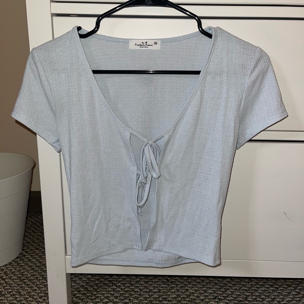 Baby blue tie top